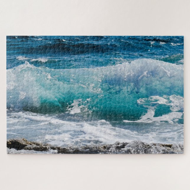 Puzzle Blue Ocean Waves & Rocks, Vs 2 (Horizontal)
