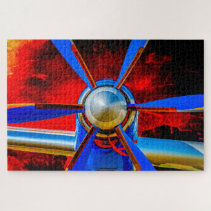 Puzzle Blue Propeller, Red Sky