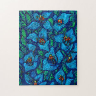 Puzzle Blue Puya Fleurs Exotiques Abstraite peinture flor