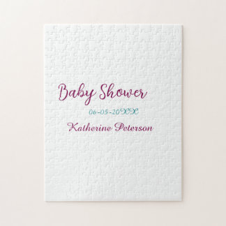 Puzzle Blue yellow baby shower name date animal ear cute 