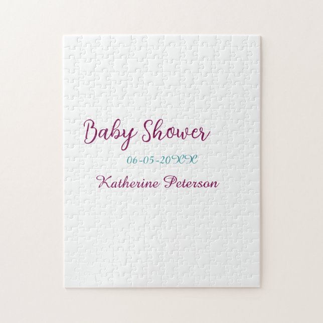 Puzzle Blue yellow baby shower name date animal ear cute  (Vertical)