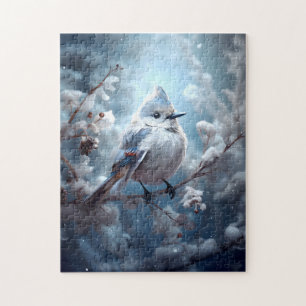 Puzzle Bluebird assis sur une branche de neige