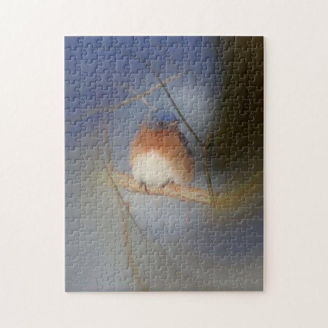 Puzzle Bluebird Dans La Nature Hivernale (Vertical)