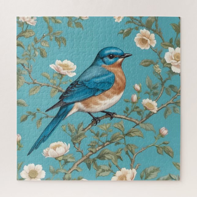 Puzzle Bluebird William Morris Inspiré Turquois (Vertical)
