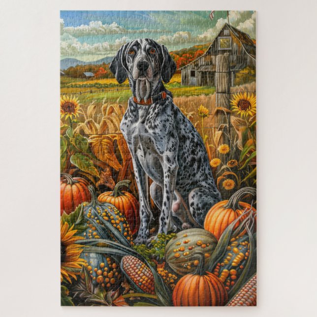 Puzzle Bluetick Coonhound Chien Moisson d'automne Thanksg (Vertical)