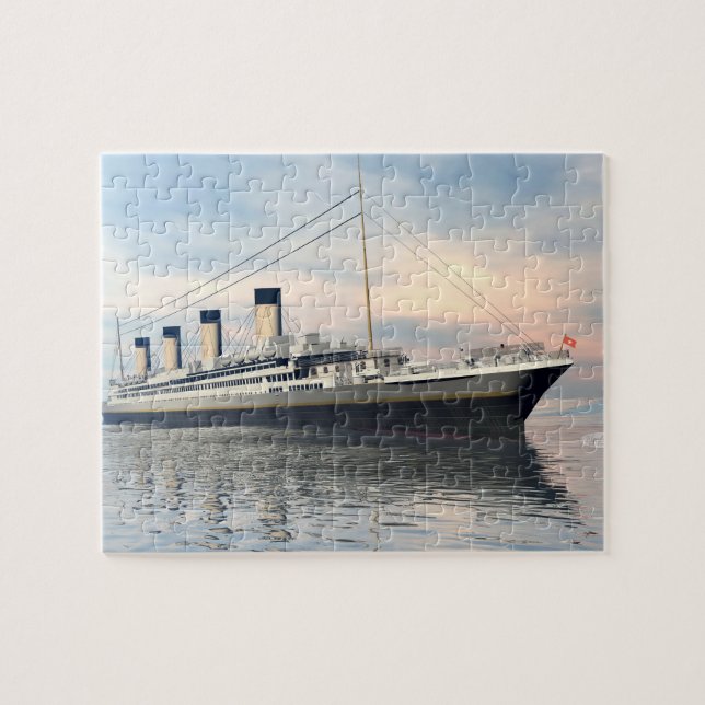 Puzzle boat_titanic_close_water_waves_sunset_pink_standar (Horizontal)