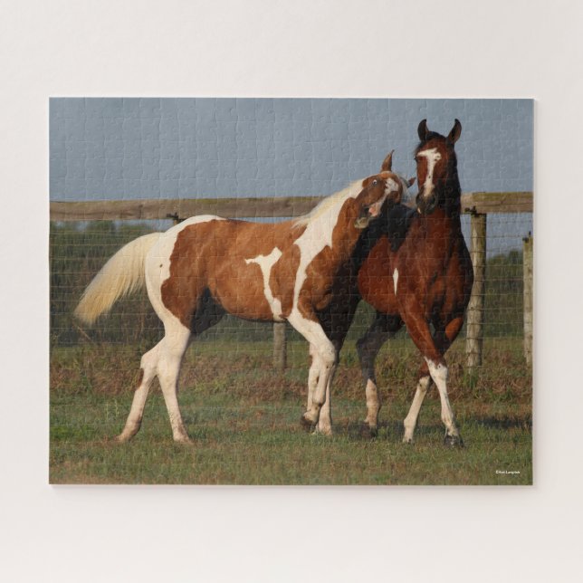 Puzzle Bob Langrish | Deux Chevaux De Peinture Jouant Ens (Horizontal)