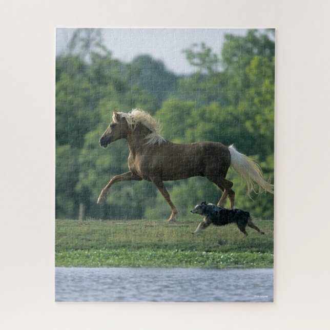 Puzzle Bob Langrish | Palomino Tennessee Walker and Dog (Vertical)
