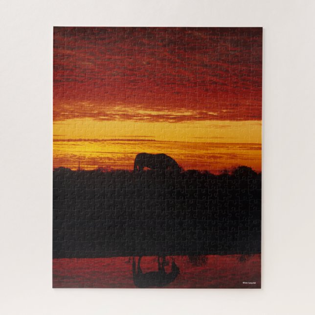 Puzzle Bob Langrish | Pâturage arabe à cheval au coucher  (Vertical)