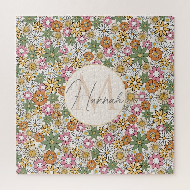 Puzzle Boho Daisy Flowers les années 70 Floral Super (Vertical)