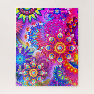 Puzzle Boho floral art abstrait coloré