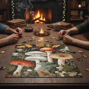 Puzzle Boho Woodland Champignons Jardin de Fleurs Sauvage