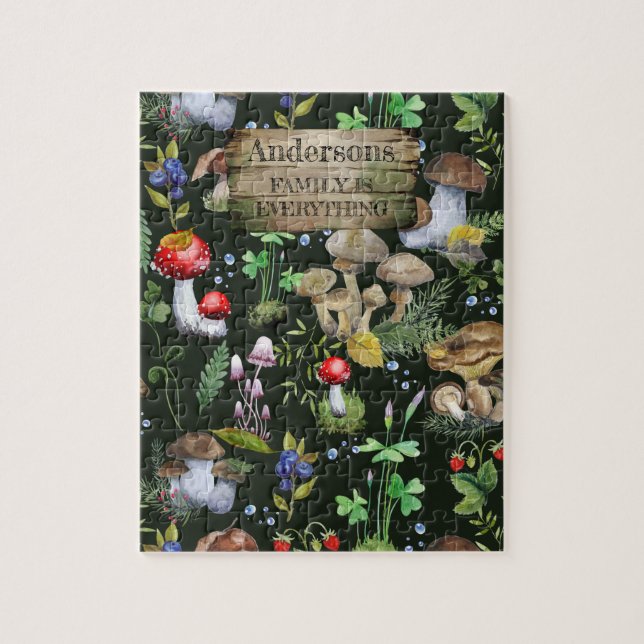 Puzzle Bois Champignons Vert Plantes Berry Cadeau Famille (Vertical)