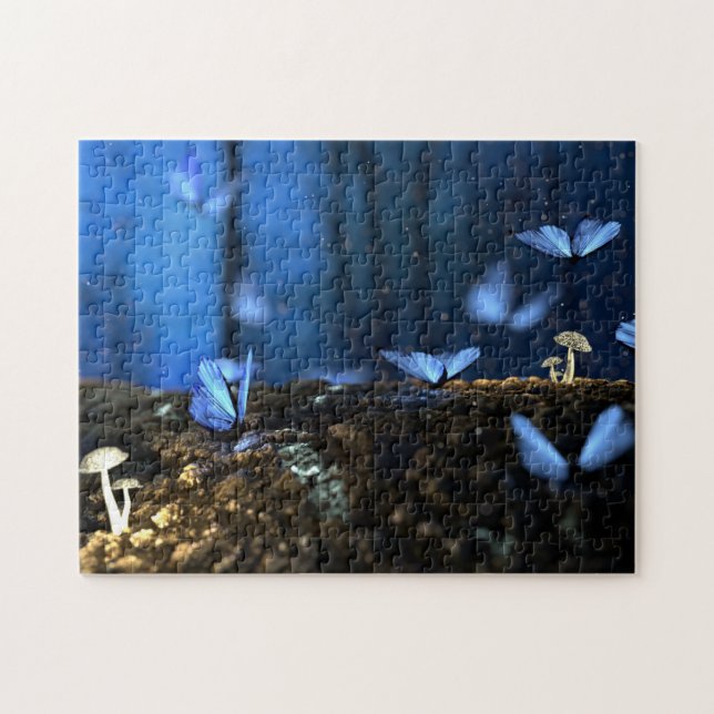 Puzzle Bois fée magique avec papillons et champignons (Horizontal)