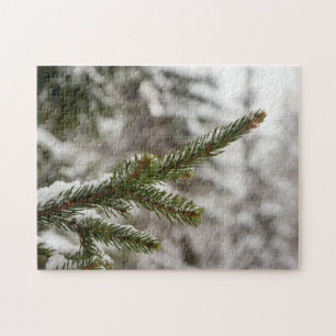 Puzzle Bois paisible d'hiver - Branche de pin enneigée