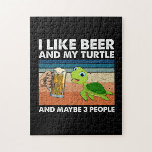 Puzzle Boisson De Bière J'Aime La Bière Et Ma Tortue Anni
