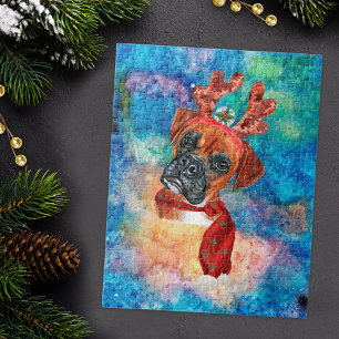 Puzzle Boîte à rire de chien de race Boxer Noël