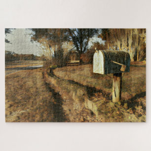 Puzzle Boîte aux lettres rustique sur une route de campag