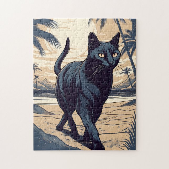 Puzzle Bombay-Cat sur une plage tropicale au coucher du s (Vertical)