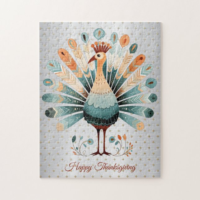 Puzzle Bon thanksgiving Colorée Turquie Golden Stars (Vertical)