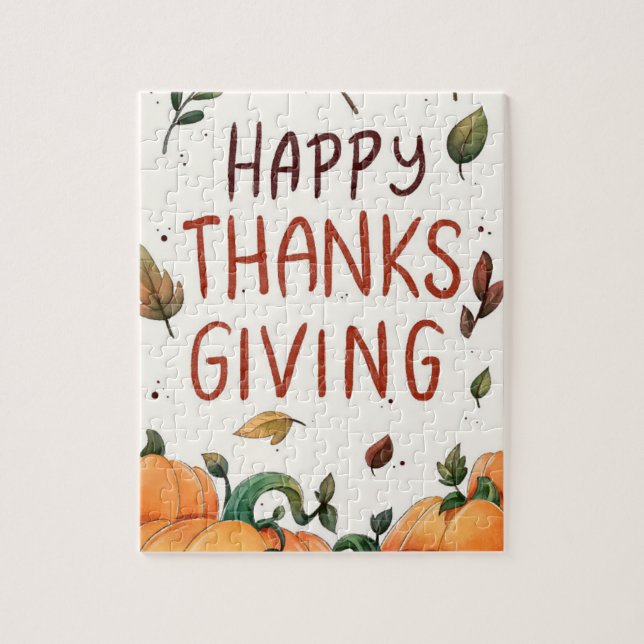 Puzzle Bon thanksgiving (Feuille et Citrouille) (Vertical)