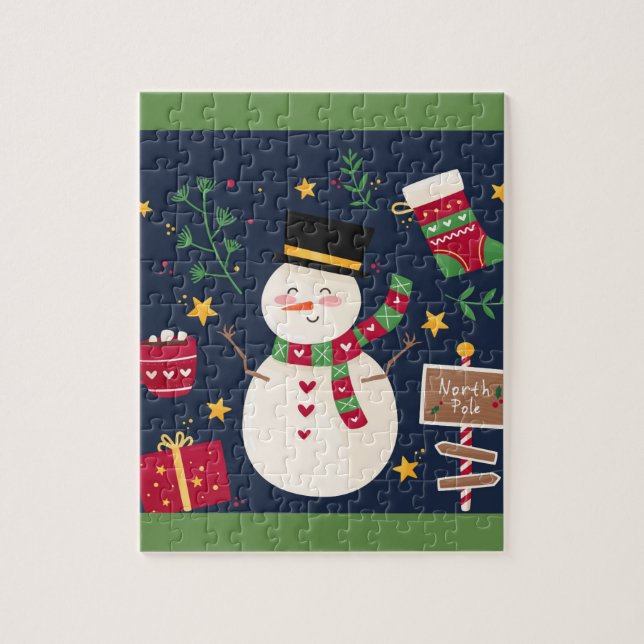 Puzzle Bonhomme de neige décoratif de vacances (Vertical)