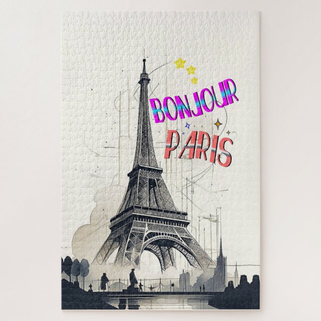 Puzzle Bonjour Paris coloré (Vertical)