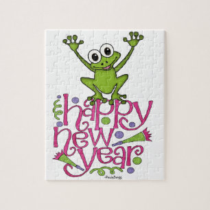Puzzle Bonne année de Frisky la grenouille