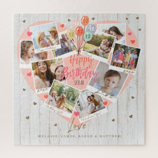 Puzzle Bonne fête d'anniversaire Photo Scrapbook Coeur (Vertical)