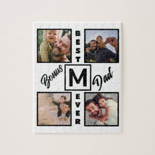 Puzzle Bonus moderne personnalisé Papa Stepdad 4 Photo Co