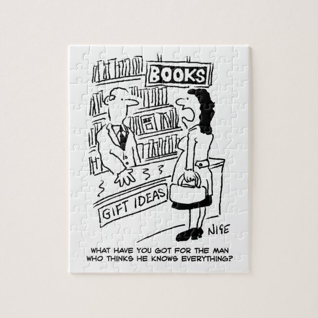 Puzzle Bookshop Customer pose une question au commerçant (Vertical)