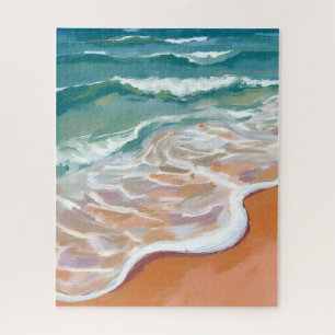 Puzzle Bord de l'océan   Vagues bleu aqua Plage Aquarelle