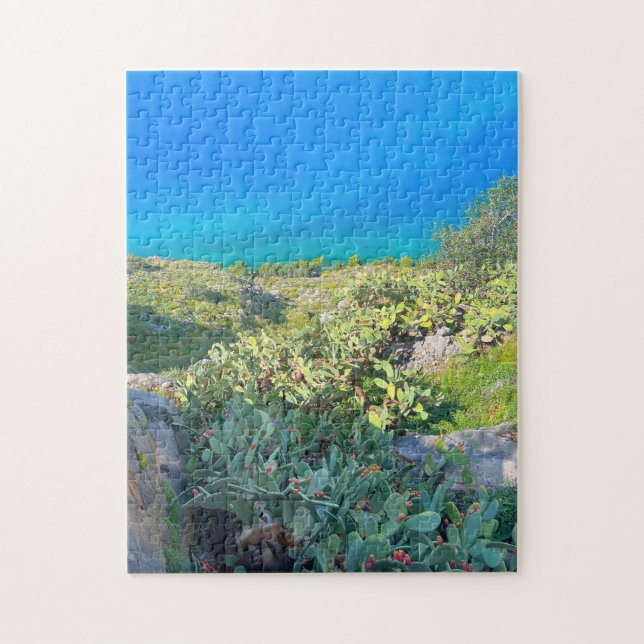 Puzzle Bord de mer Cactus Nauplie Grèce (Vertical)