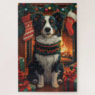 Puzzle Border Collie  Chien avec des cadeaux de Noël Chem