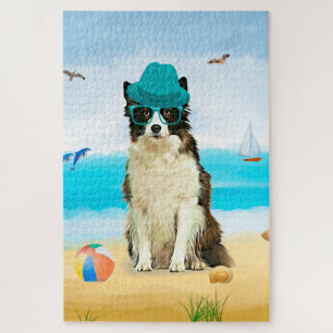 Puzzle Border Collie sur la plage