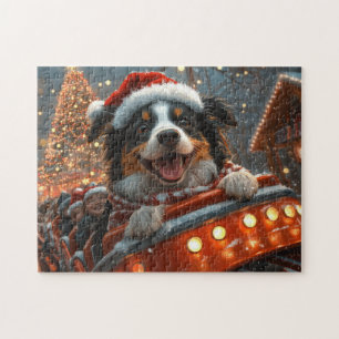 Puzzle Bordure Collie Dog Roller Dessous de verre Noël