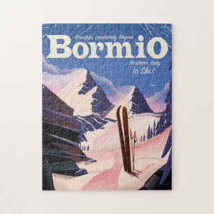 Puzzle Bormio, Sondrio, région de Lombardie, affiche de s