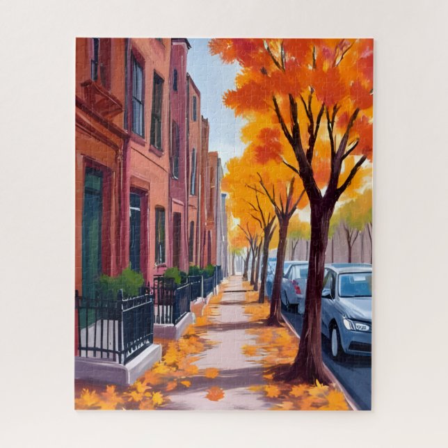 Puzzle Boston Autumn Fall Foliage Watercolor (Vertical)