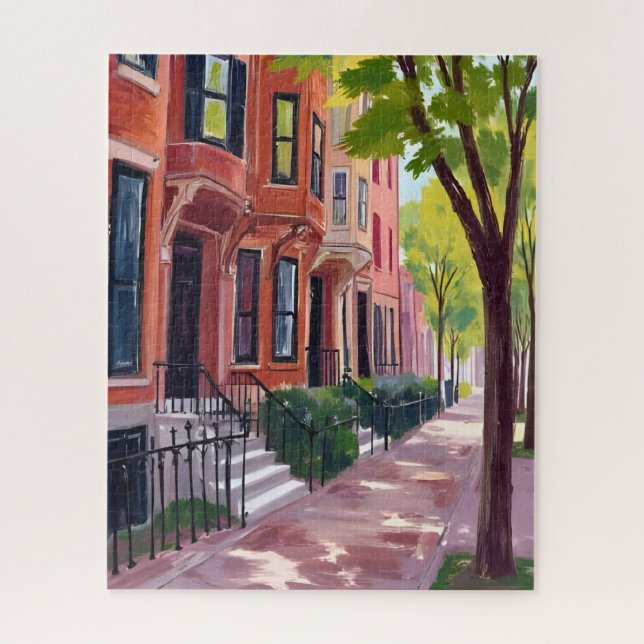 Puzzle Boston Summer | Massachusetts Brownstones (Vertical)