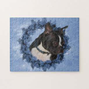 Puzzle Boston Terrier Fleurs Chien Art peinture photo 