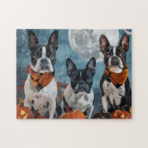 Puzzle boston terrier Halloween Éffrayant