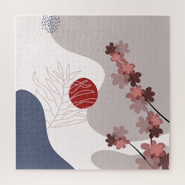 Puzzle Botanique Boho Blue Magenta (Vertical)