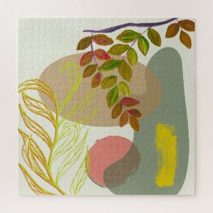 Puzzle Botanique Boho jaune vert