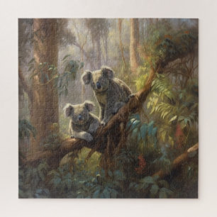 Puzzle Botanique curieuses koalas dans l'eucalyptus
