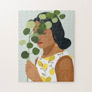 Puzzle Botany Portrait - Femme avec verdure
