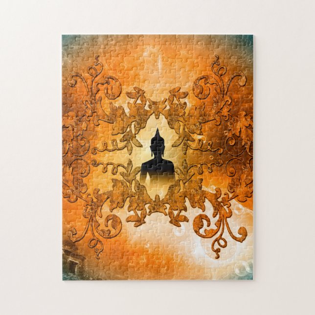 Puzzle Bouddha dans le coucher du soleil avec la lumière (Vertical)