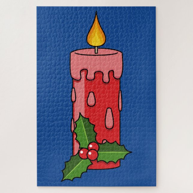 Puzzle Bougie de Pilier Rouge de Noël avec Holly (Vertical)