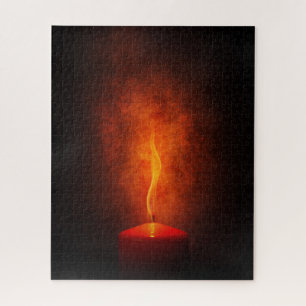 Puzzle Bougie rouge avec lumière chaude