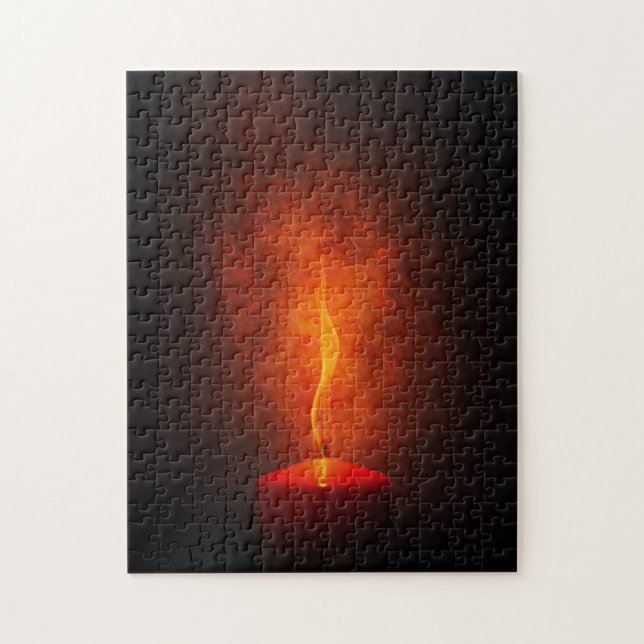 Puzzle Bougie rouge avec lumière chaude (Vertical)