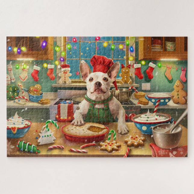 Puzzle Boulangerie de Noël Bull Terrier (Horizontal)